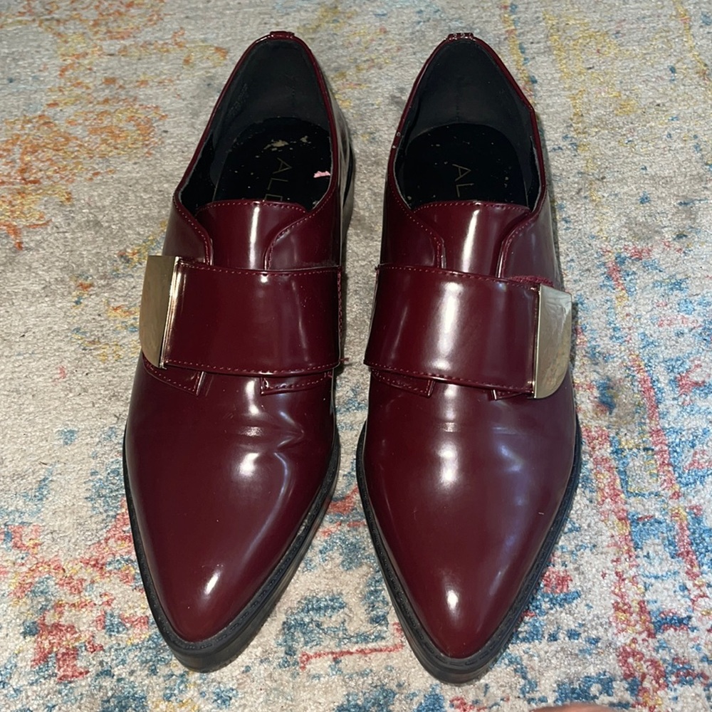 Aldo Gold Buckle strap pointed loafers